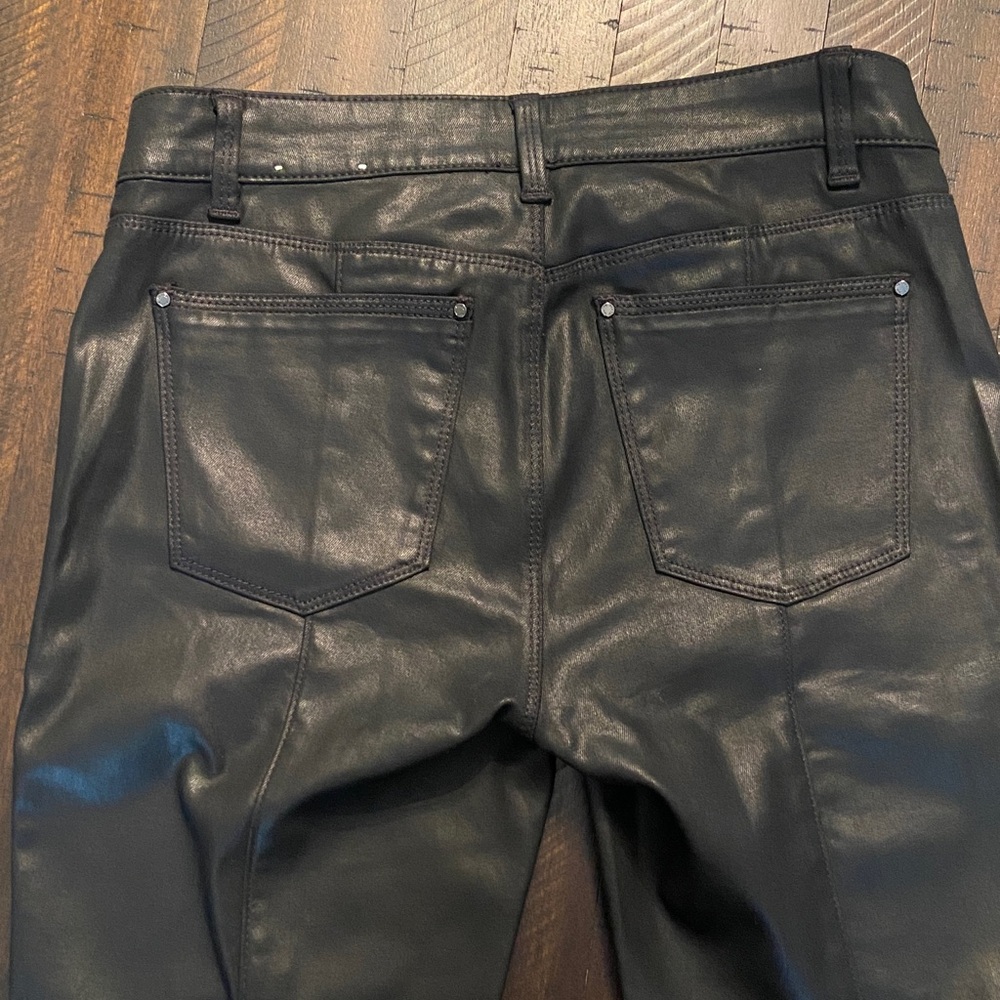 Sale! Stylish Skinny Fit Black Moto-Style Leather Pants, WHBM size 2 - Picture 10 of 16